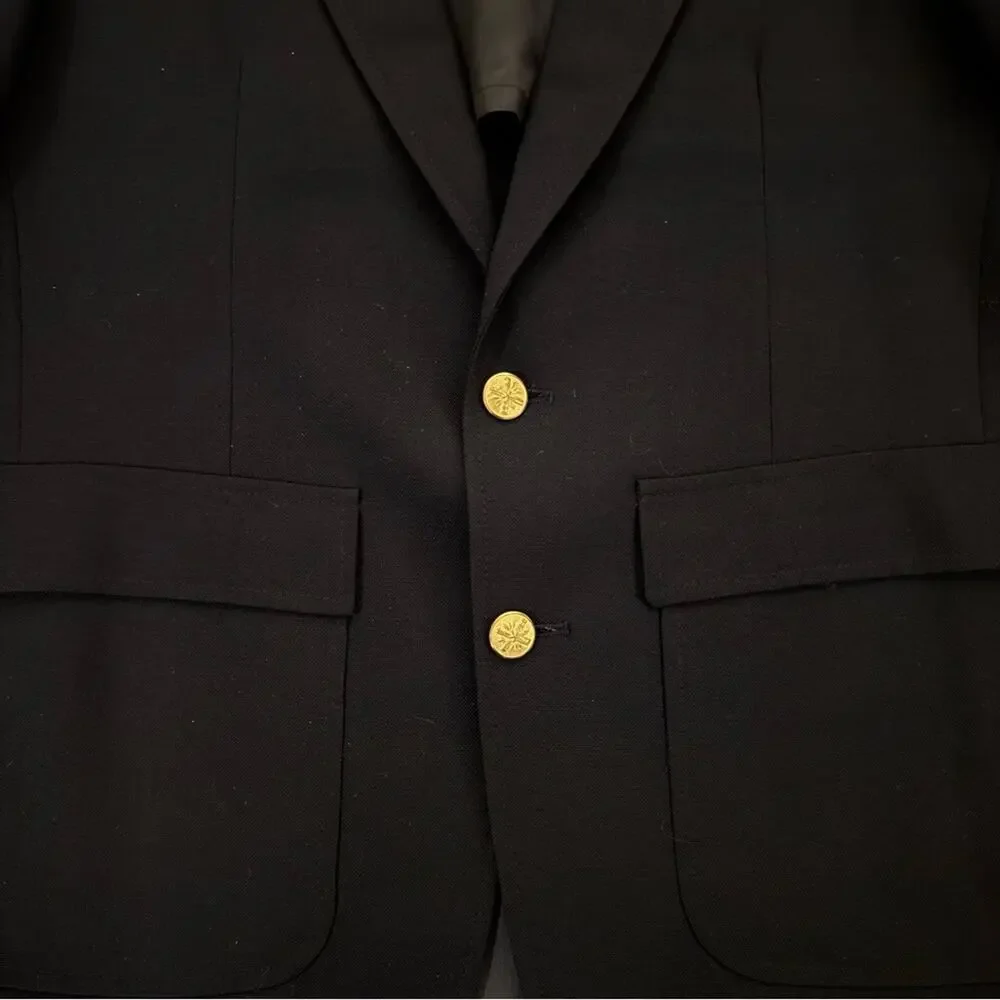 Oakmont Black Hopsack Basketweave Two-Button Blazer | Gold Buttons size 42R b58